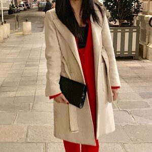 Mango Wool-Blend Cream Coat